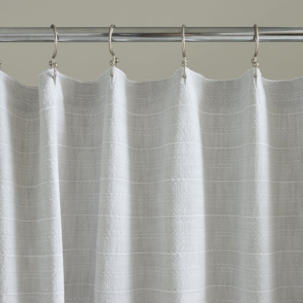 West Elm Stripe Jacquard Shower Curtain, Frost Gray, 72"x74" - Picture 9 of 10